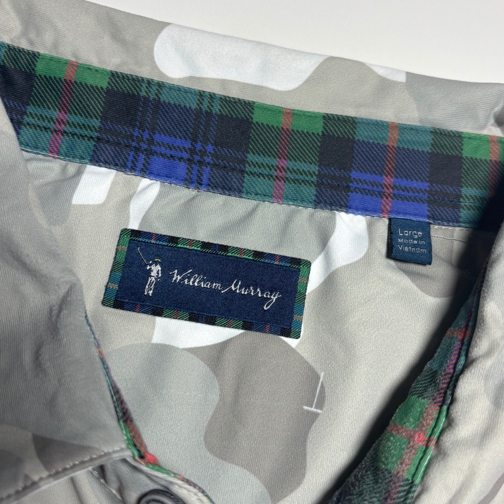 William Murray Camo Golf Polo Men L Gray Course all over Print Performance Shirt - Picture 8 of 9